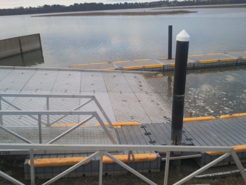 Herringbone concrete surface of ramp