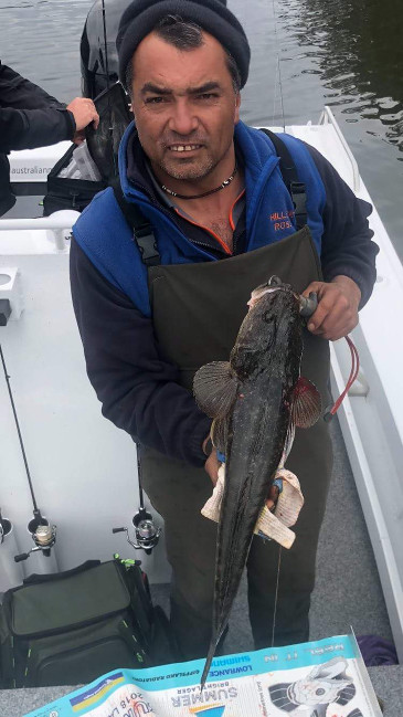 Nice Flathead taken by a Happy Hooker club member at Lake Tyers Beach