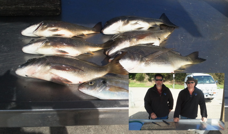 Lads with a great catch at Lake Tyers Beach