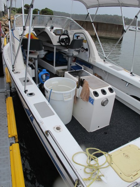 The boat setup at Lake Tyers Beach