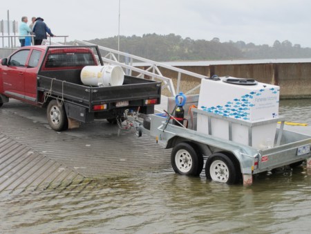 Transport system for the tank of Estuary Perch at Lake Tyers Beach