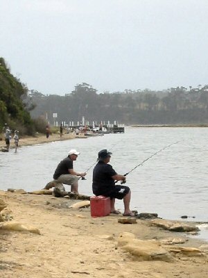 Bank Fishing at Lake Tyers Beach