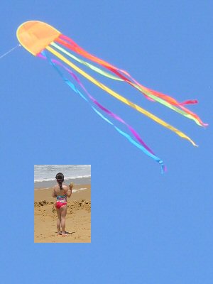 Flying at Kite at Lake Tyers Beach