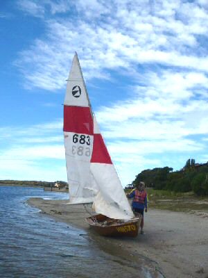 Sailing at Lake Tyers, rigged and ready.