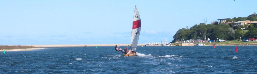 On the trapeze at L:ake Tyers Beach