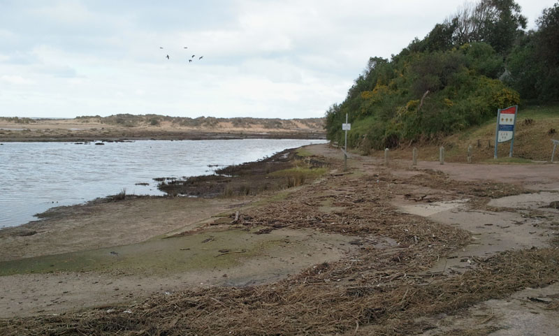 Lake Tyers BEach after the lake has burst through to the sea.