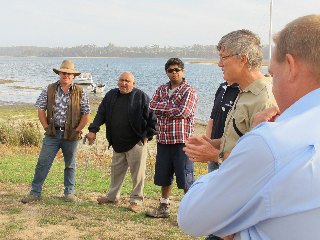 Prof Iain Suthers explaining the project at Lake Tyers Beach