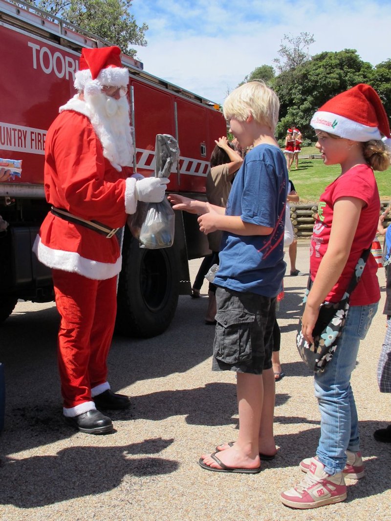 Santa hard at work at Lake Tyers Beach