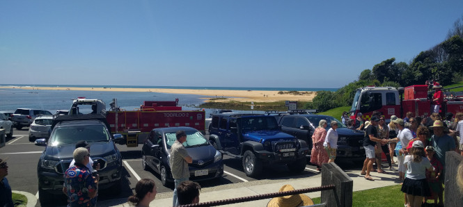 Santa arrives at Lake Tyers Beach