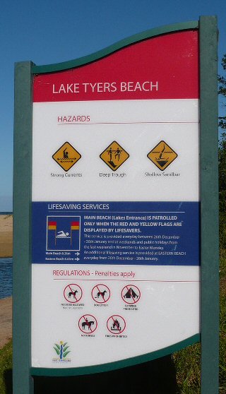 Swimming Sign www.laketyersbeach.net.au