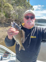 At Lake Tyers, one of Guss bag of 9 good Bream